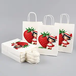 Premium Extra Large Thick Gift Bag, Fun Berry Heart Pattern Paper Bag, Perfect for Holidays, Parties, Weddings, Birthdays, Easter, Party Packs