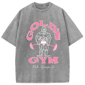 Holafish Oversize Acid Wash Vintage GOLD‘S GYM T-Shirt, Heavyweight Cotton Streetwear graphic vintage tees Menswear Crewneck Tshirt