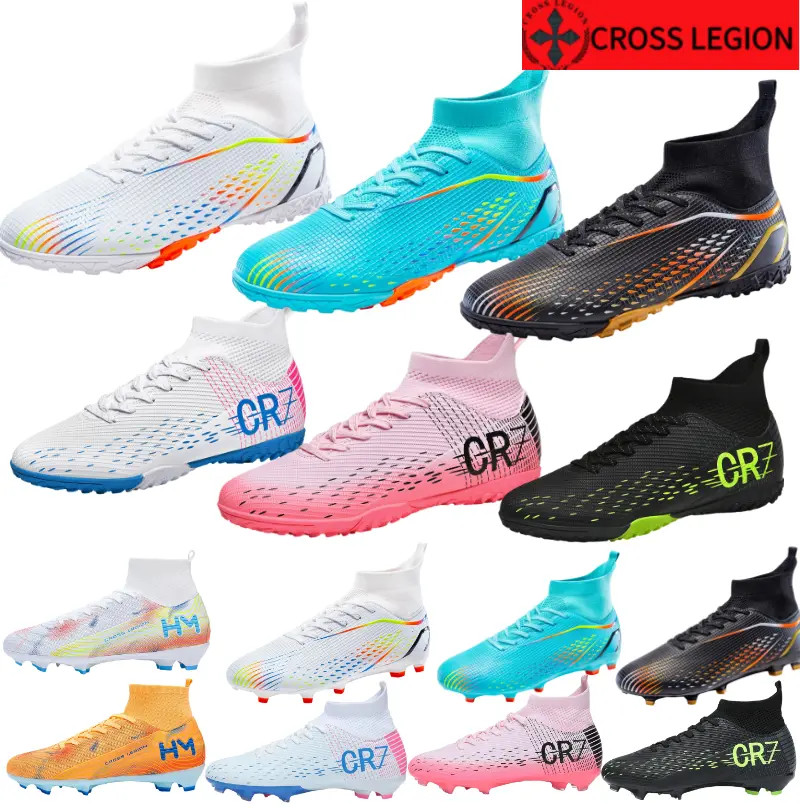 Men's High Top Turf Football Boots, Professional Outdoor Anti-skid Breathable Lace Up TF Soccer Cleats For Summer Rainy Day Training Outdoor Competition soccer shoes soccer boots shoes soccer summerwins