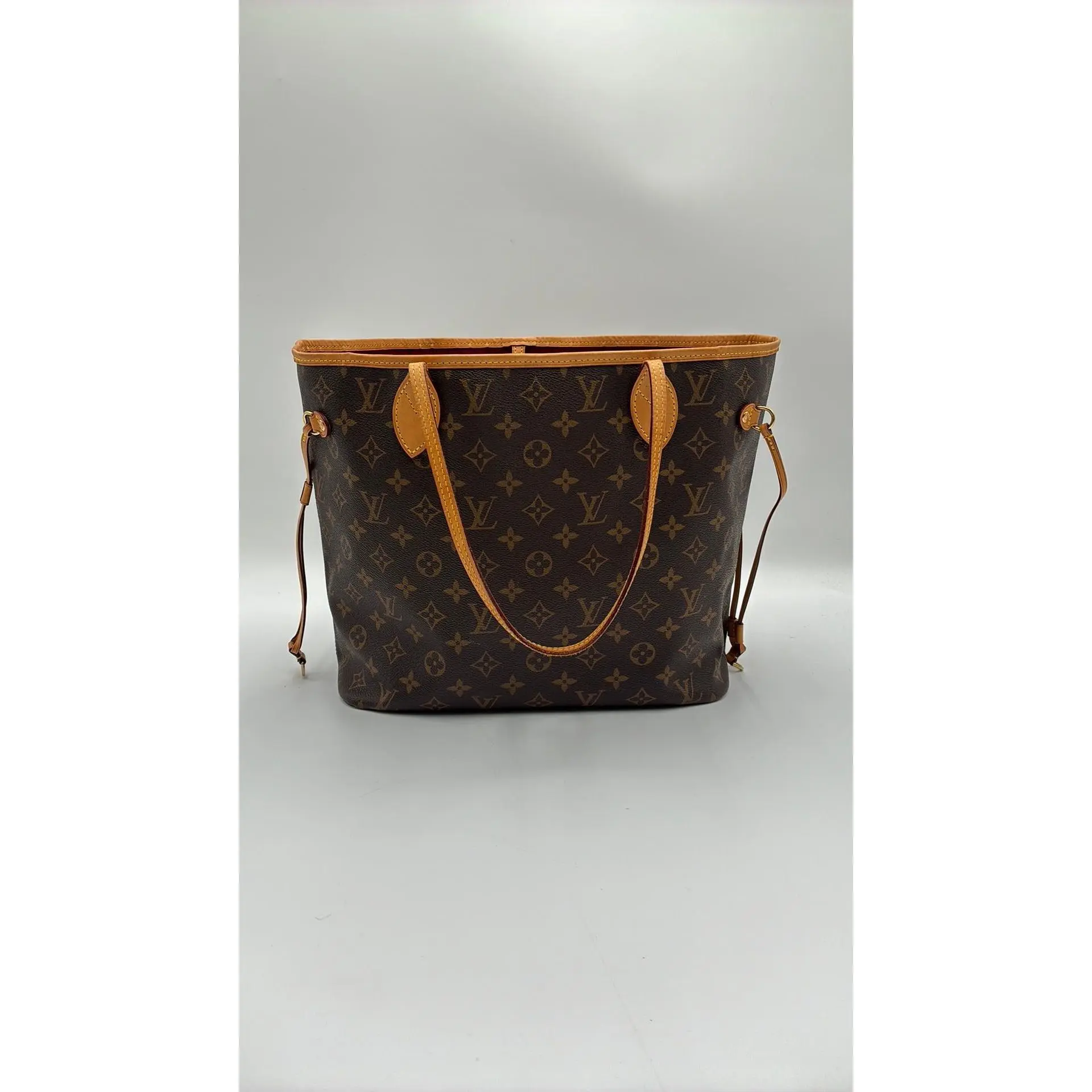 Pre-owned Louis Vuitton Leather Luxury Bags & Accessories Monogram Neverfull MM Int Pink Date Code: TJ1124. Entrupy ID: D3J7BWR.