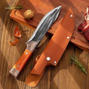 Handcrafted Outdoor Portable Knife - Ultra-Sharp Blade with Premium Handle. Versatile Cleaver with Sheath Cover. Perfect for Kitchen, Camping, and BBQ