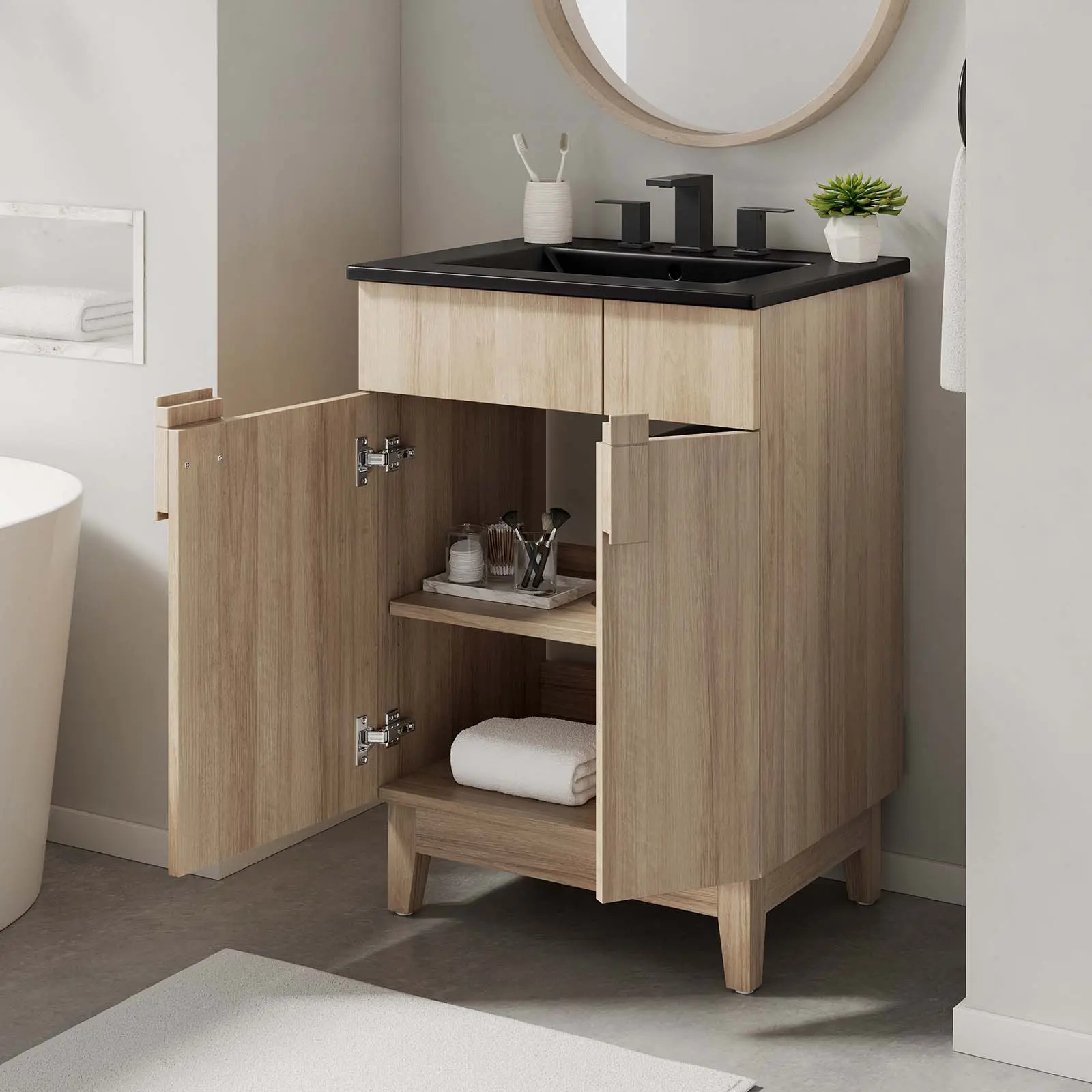 Modway Miles 24” Bathroom Vanity in Black Oak