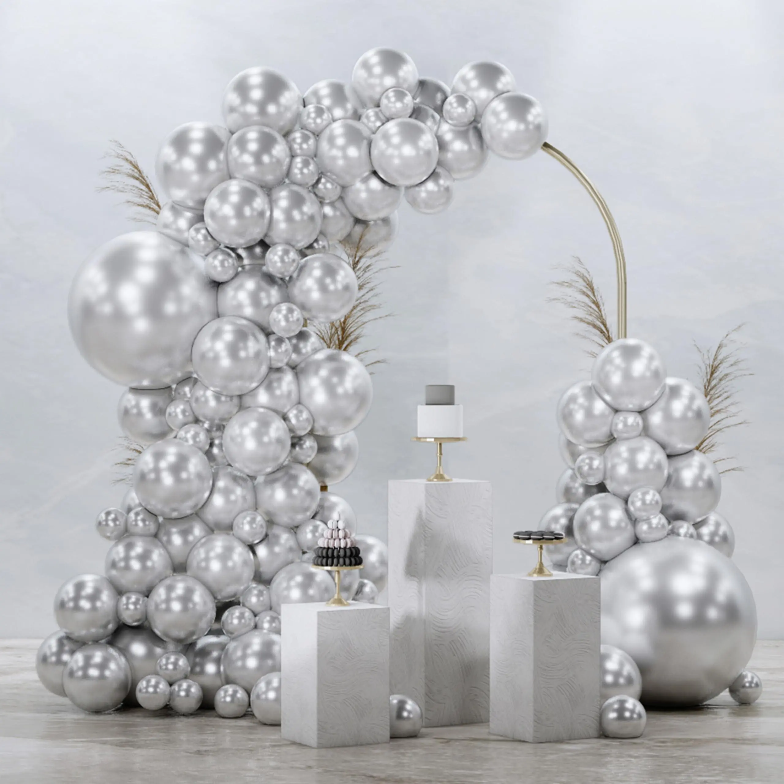 PartyWoo Silver Balloons, 92pcs Assorted Sizes (18in, 12in, 10in, 5in) – Festive Decorations for Birthday, Wedding, Baby Shower Parties (Silver-G102)
