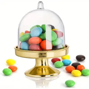 20pcs Mini Cake Stand with Lid, Plastic Cupcake Stand Plate Dome Cover, Clear Small Cake Display Stand for Chocolate, Dessert, Wedding, Birthday, Baby Shower, Tea Party Supplies,