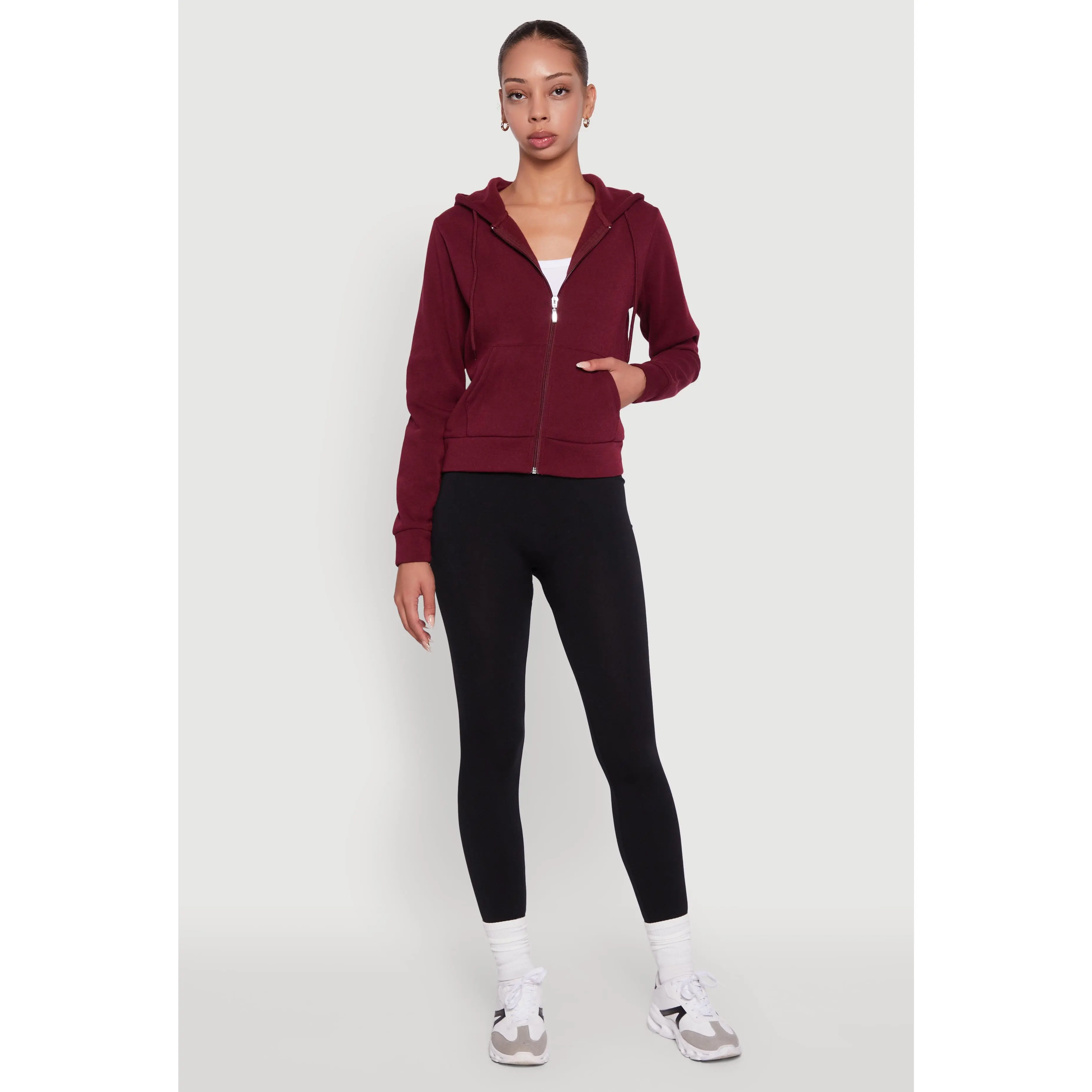 Zip Front Fleece Hooded Sweatshirt