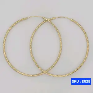 Beautiful Hoop Earrings  70mm XXL 2N Laminated Gold Fashion Jewelry for Women Versatile Stylish Accessory     SKU : ER25