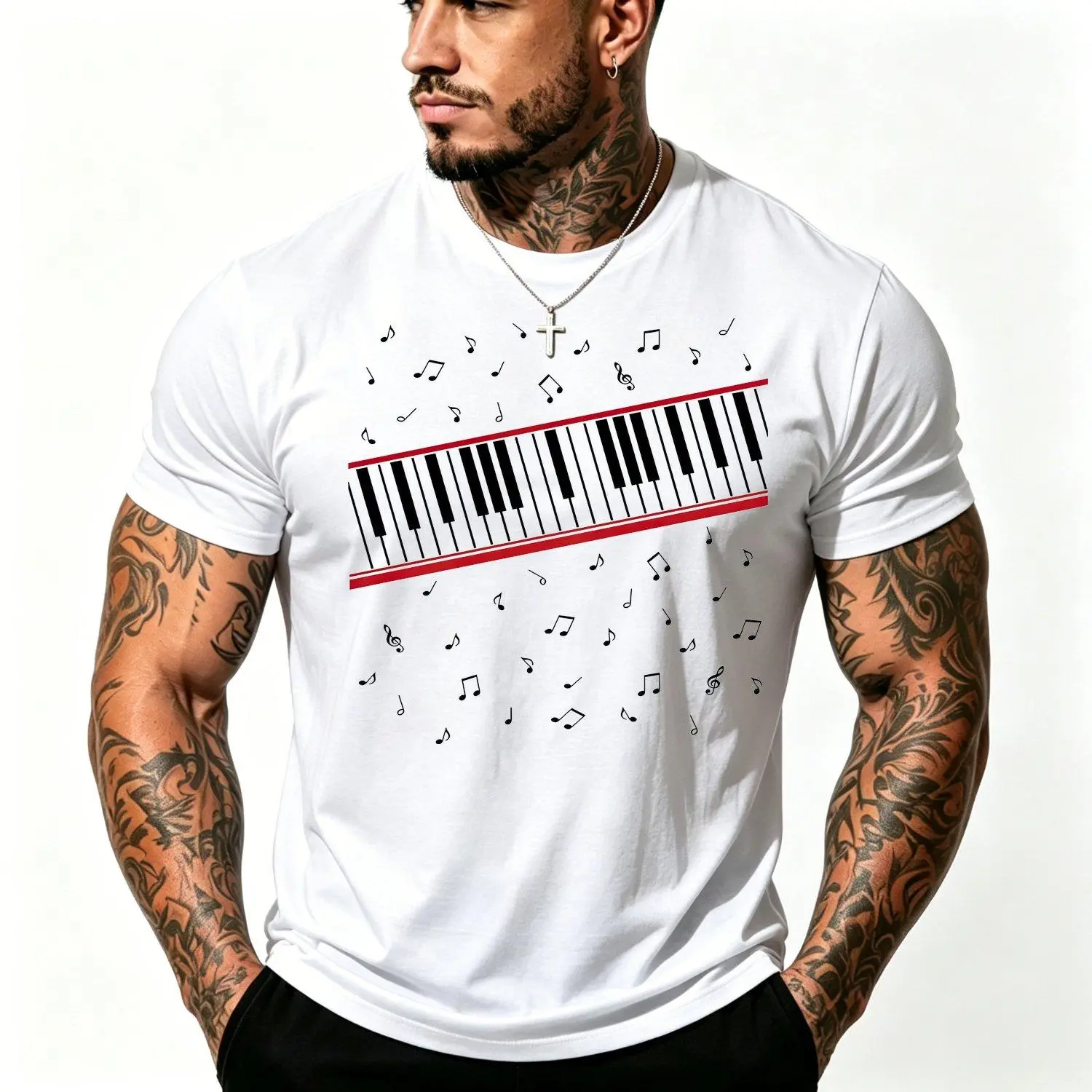 Men's Short Sleeve Sports T Shirt April Shirt for Fan Beat It Piano Keys King of Pop Music Tee Athletic Casual  Top