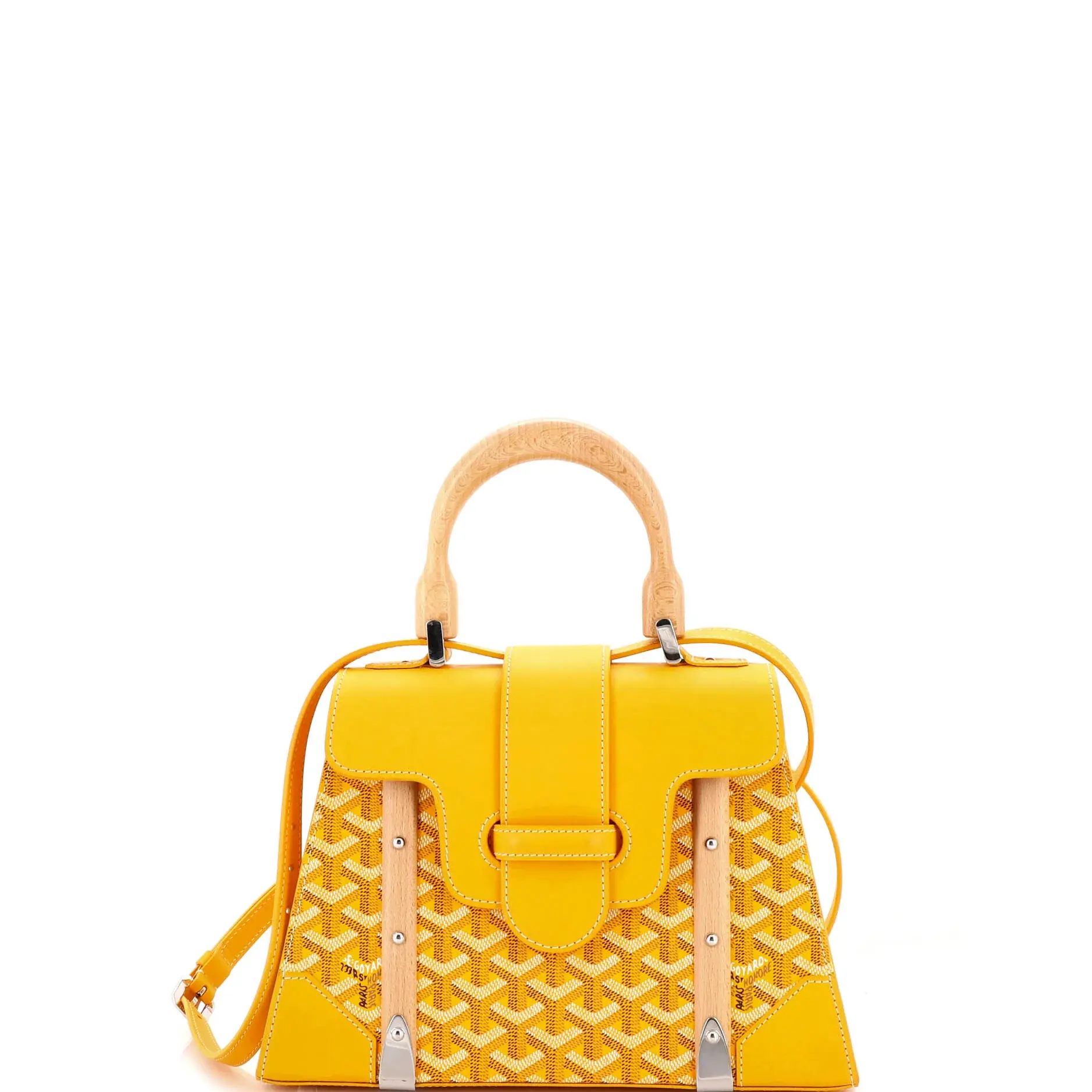 Pre-owned Goyard Canvas Coated, Leather, Wood Top Handle Bags Saigon Top Handle Bag Coated Canvas with Leather PM by Rebag