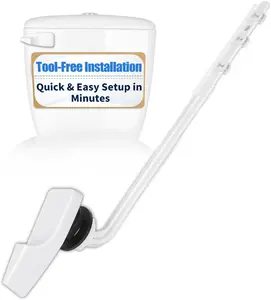 Universal Toilet Tank Handle Replacement, Front Mount Flush Lever, White Rustproof Plastic Trip Lever, Easy DIY Installation for Home & Apartment