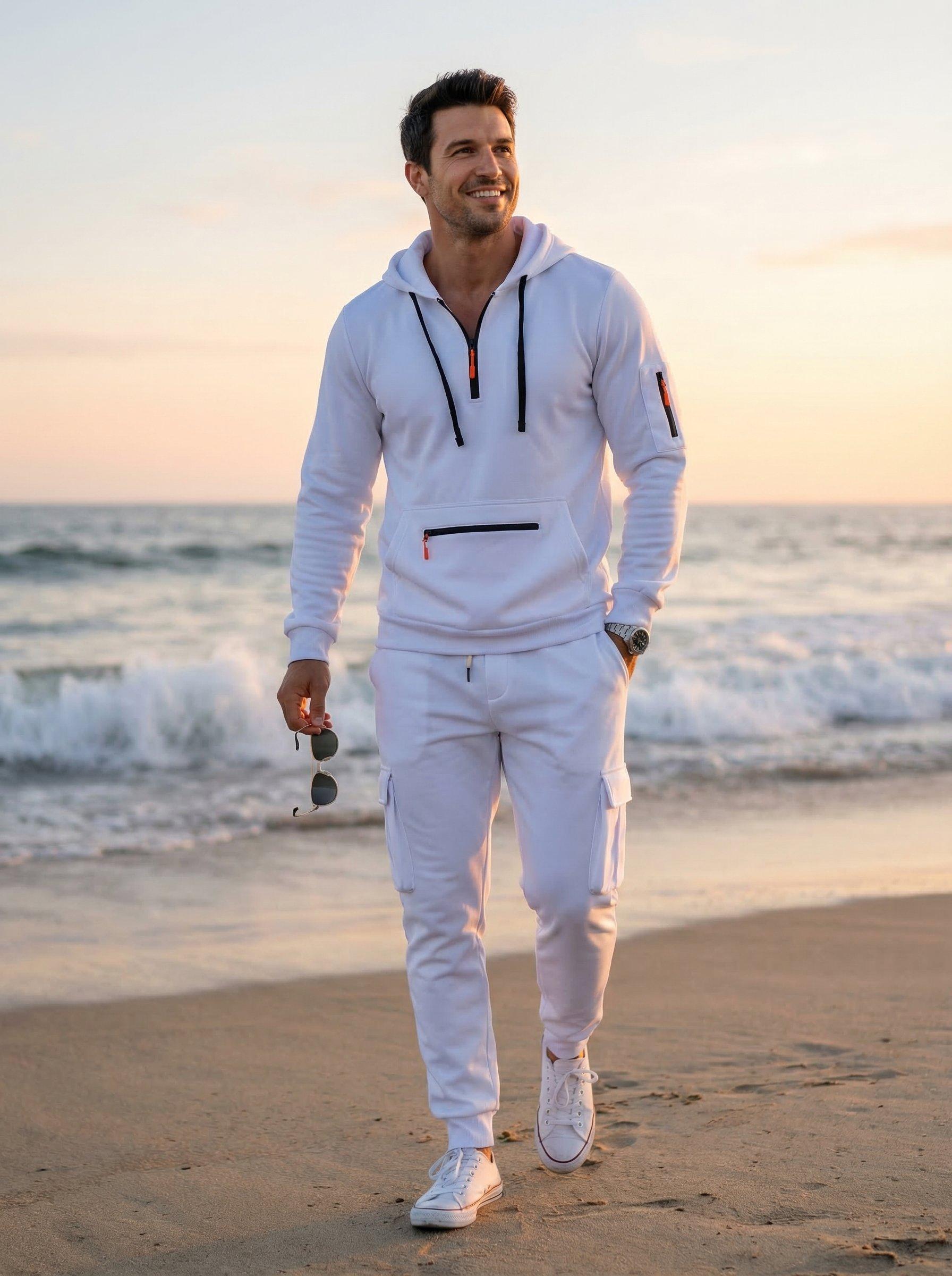 KZZ Men's Winter Fleece Lined Casual Set Loose Fit Sporty Multi-Pocket Workwear Warm Long Sleeve Jacket & Pants for Cold Weather Clothes Matching christmas gifts for him Activewear Athletic men's sweatsuit set SpringStatements Formal