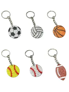 Acrylic Sports Keychain, Shiny Backpack Hanging Tag, Rugby Football Basketball Keyring, Sporty Style, All Seasons, No Choking Hazard