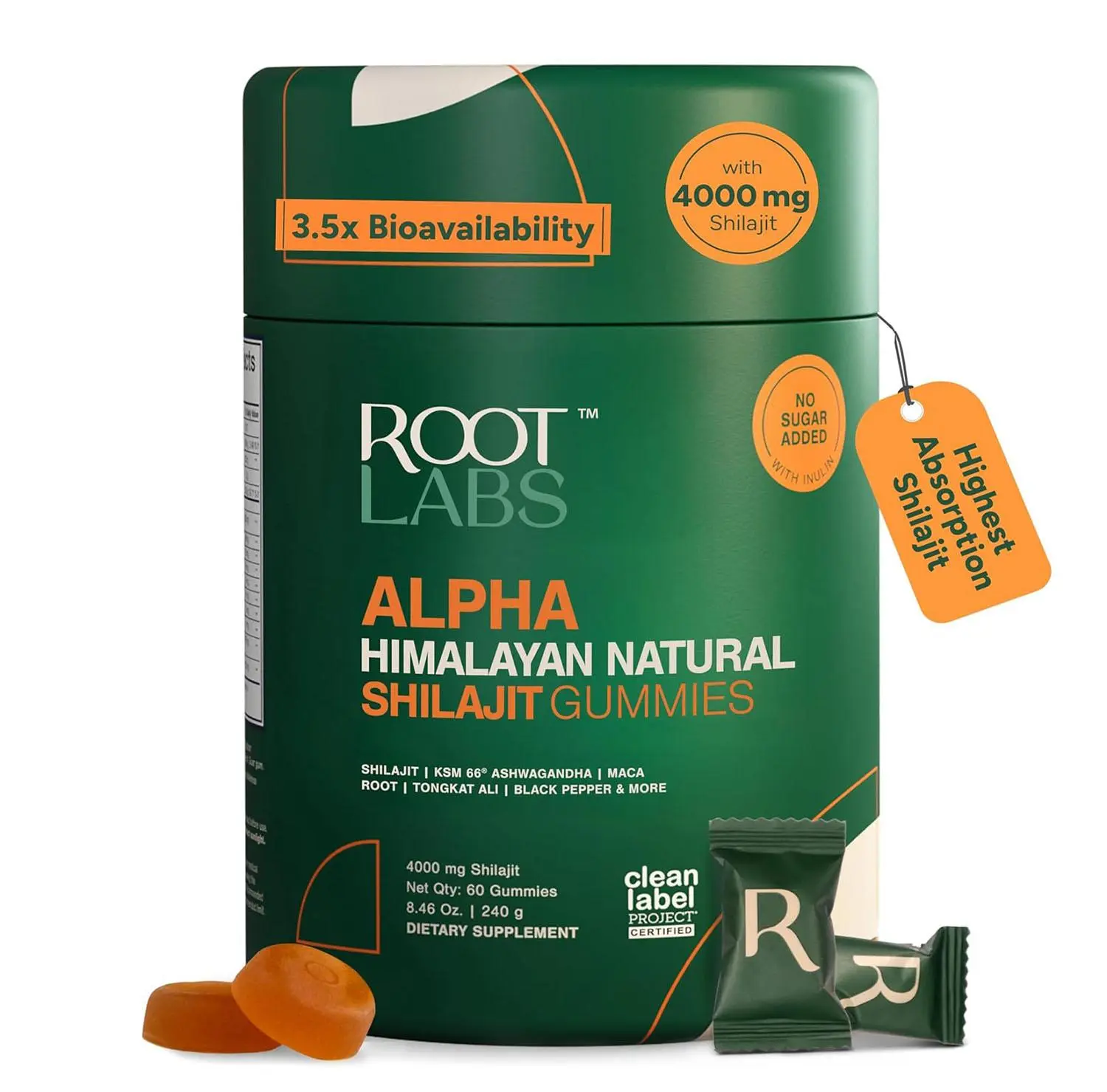 ROOT LABS 10-in-1 Alpha Shilajit Gummies | 4000 mg Pure Himalayan Shilajit with Tongkat Ali & Maca Root | Shilajit for Men & Women | ShilAbsorb Bioavailability Tech | Sugar-Free, Vegan | 60 Gummies