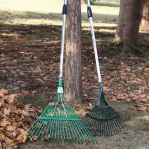 Garden Rake Small Leaf Gardening Rake Metal Teeth Lawn Rake for Yard Lawn Shrub and Garden Bed Weed Control