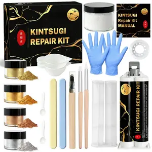 Kintsugi Repair Kit,  Safe Ceramic Glue with  , Complete Kintsugi Kit for Fixing Broken Ceramics, Glass, Porcelain & Jade, Easy Kintsugi Craft Set for Adults & Beginners