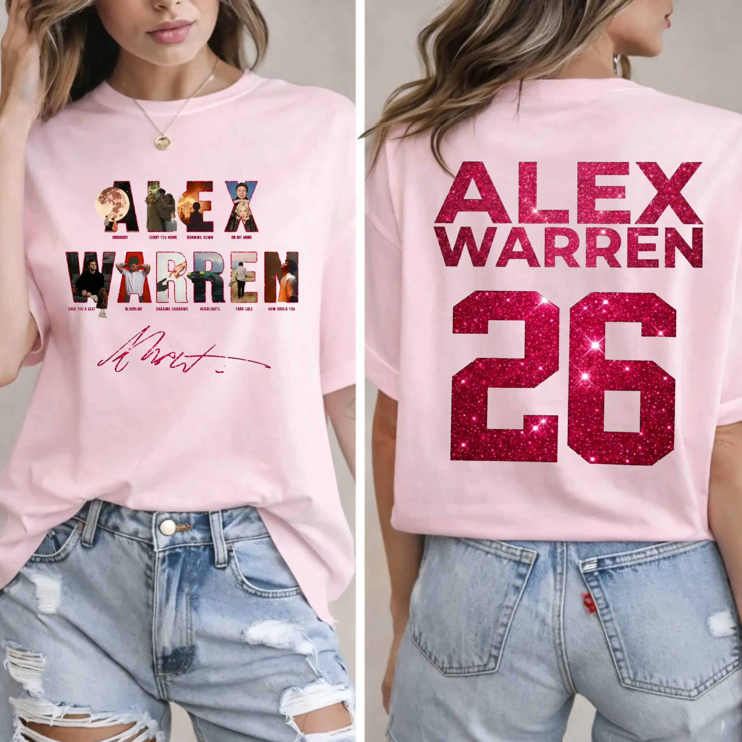 2026 Alex Warren Concert 2 Side T-Shirt, UK Tour Fan Merchandise, Music Tee, Pop Singer Inspired Shirt, Festival Wear For Music Lovers, Gift For Fans