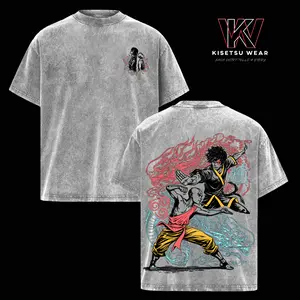 Aang Zuko Element Bending Vintage Washed Oversized T-Shirt – Avatar The Last Airbender Fire vs Water Anime Graphic Tee, Martial Arts Dragon Style Streetwear, Soft Cotton Unisex Top, Gift for Avatar Fans