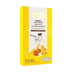KUNNA Honey Coconut Rolls - Lemon White Chocolate Flavor, Gluten-Free, 60g - Popular Thai Snack