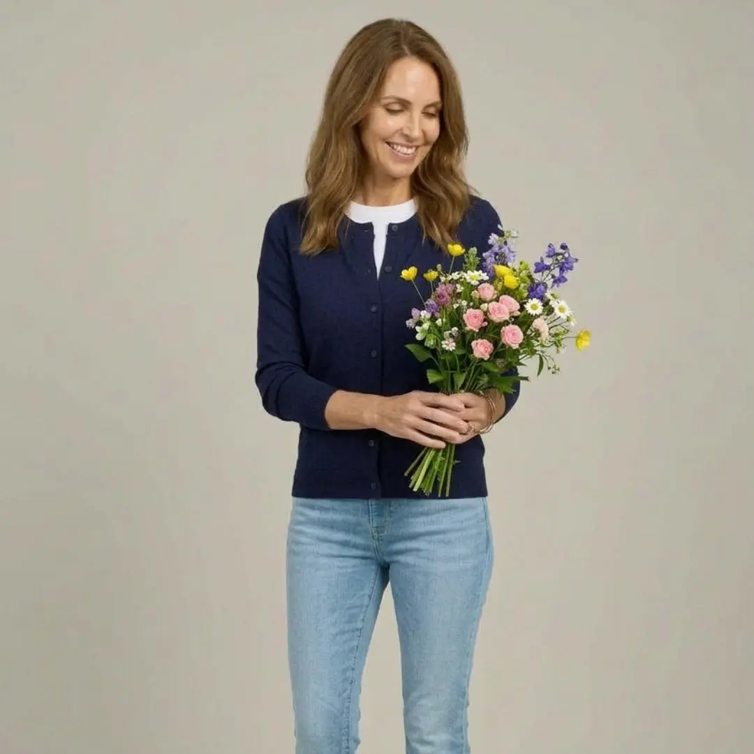 Women's Navy Adaptive Magnetic Front Knit Cardigan Sweater by MagnaReady®