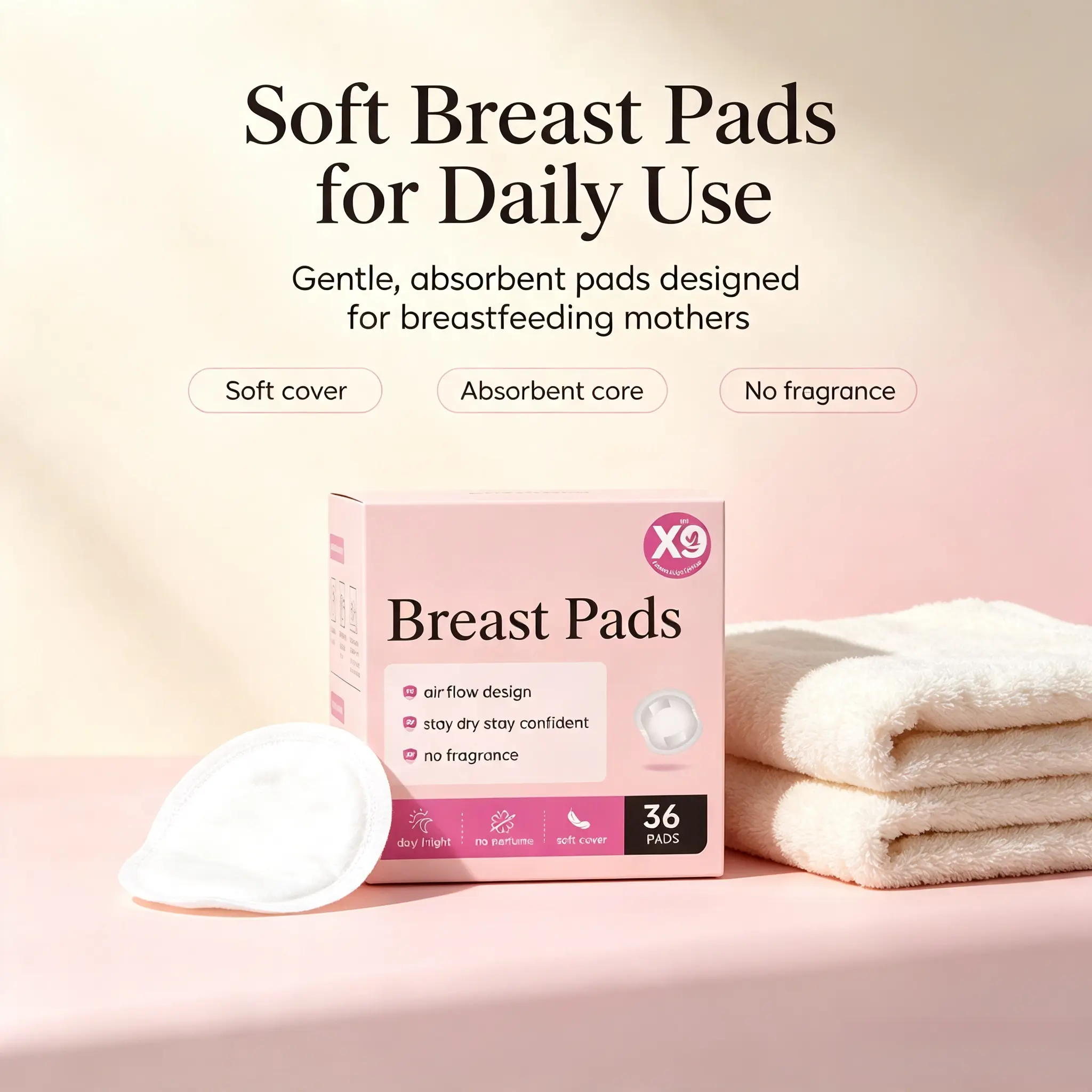 Disposable Breast Pads for Breastfeeding, Fragrance-Free Soft Absorbent Nursing Pads, 36 Count