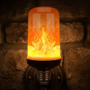 E27 LED Flame Effect Light Bulb, High Brightness 2835 SMD Chip, Realistic Flickering Flame, Waterproof & Energy Saving, for Halloween Christmas Party Decor, Home Yard Bar Cafe