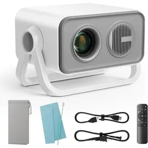 2026 pgraded 360?Adjustable  Stand AI Auto  Electric Focus Mini Portable Projector with  5.4, 1080P support Outdoor movie Projector compatible with HDMI/USB/Phone