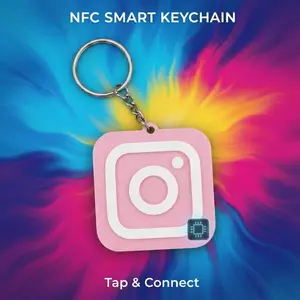 Insta NFC keychain pinky - - Smart Tap Keychain for Phone Sharing & Quick Links - Tap-to-Share Technology - Works with iPhone & Android - Rewritable NFC Chip - Compact Design - Perfect for Digital Business Cards & Social Media Sharing