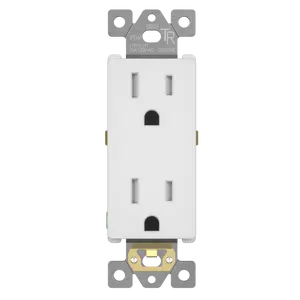 LIDER 15A Duplex Tamper-Resistant Decorator Receptacle, Child Safe Tamper-Resistant Wall Outlet, Self-Grounding