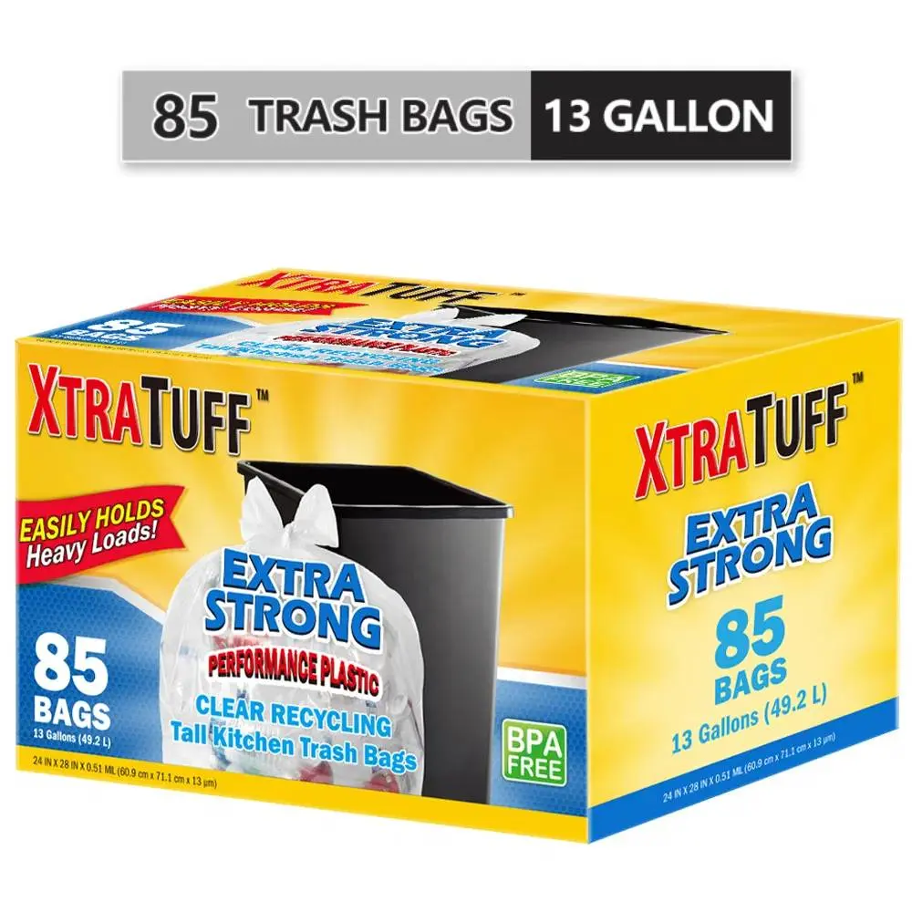 Disposable Kitchen Drawstring Trash Bags, 85pcs 13-gal Puncture-Resistant Tear-Resistant Lemon Mint Scented Boxed Plastic Bin Bags for Home Care Supplies Expansive Strong Aroma Leak-Resistant Lavender Garbage