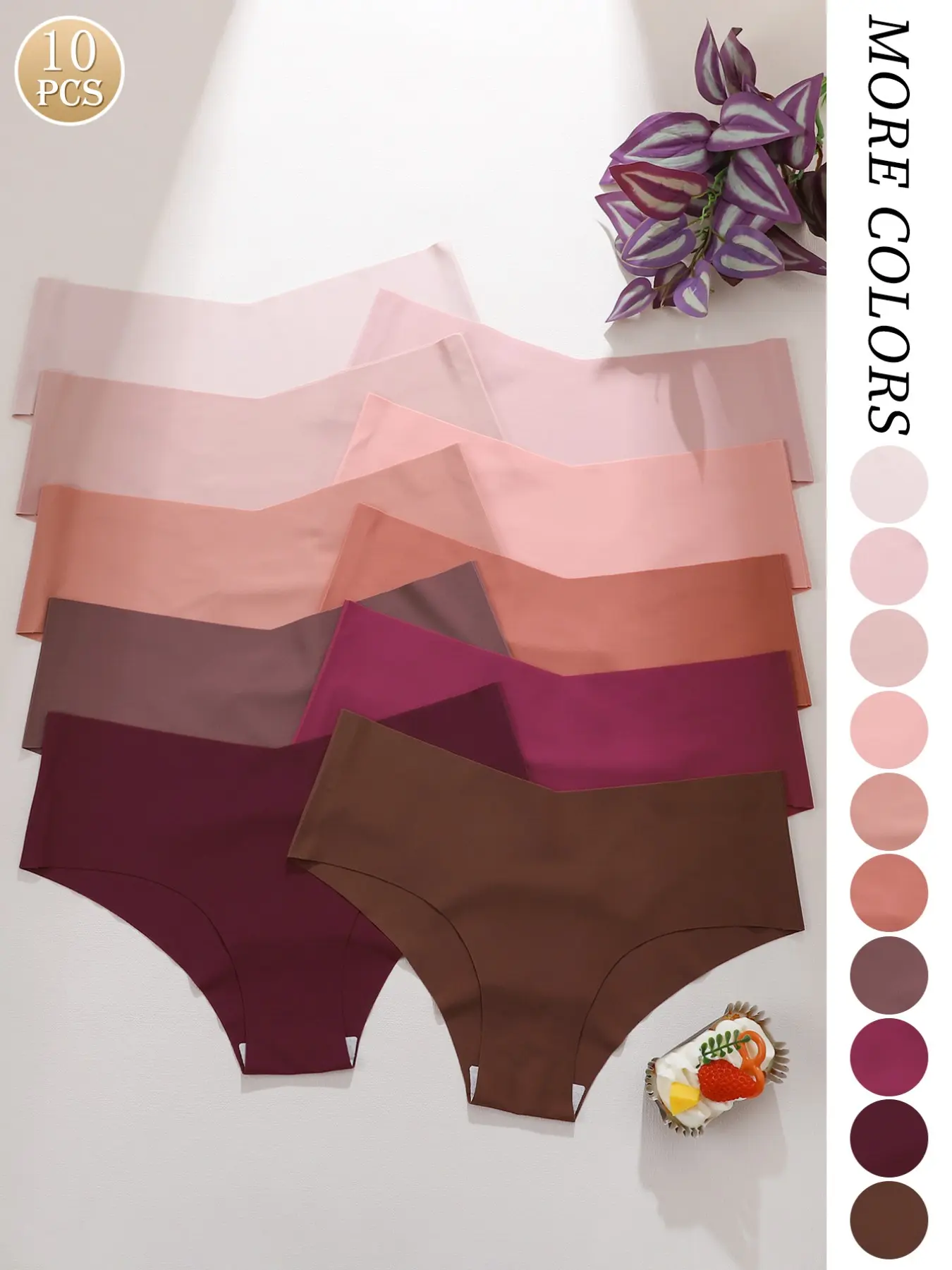 10 Piece Set Simple Basic High-End Casual Gentle Feel Seamless Fitted Panties, Plain Panty, Seamless Shapewear Panties, Invisible Breathable Skin-Friendly, Suitable for Commuting Yoga Home Wear