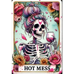 5D Full Drill 'Hot Mess' Skeleton Tarot Card Diamond Painting Kit - Edgy Whimsy & Sparkle Art | DIY Gift for Tarot Lover, Birthday & Home Decor | Perfect Wall Art for Living Rooms, Altars & Edgy Spaces