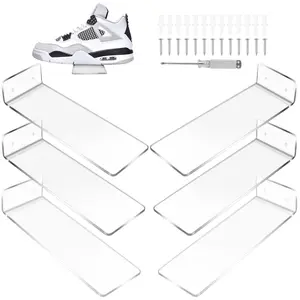 6 Pack Acrylic Floating Sneaker Shelves Clear Shoe Display Stand Room Decor for Collectible Shoe&Sneaker for Christmas New Year Home Use