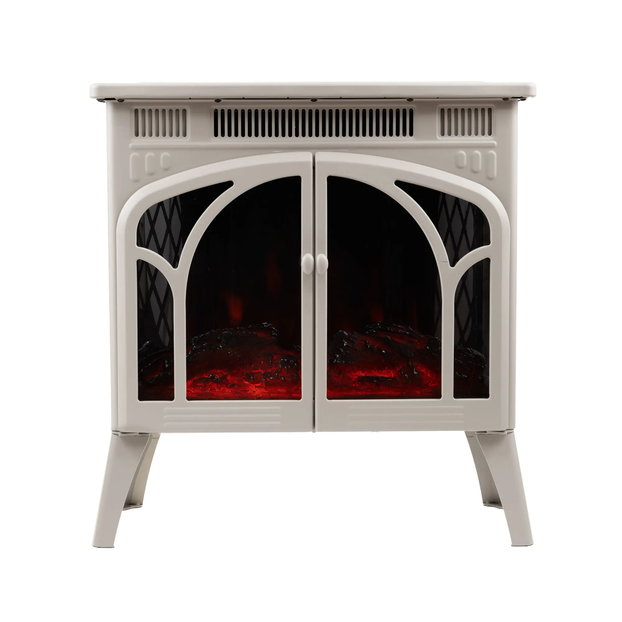 R.W.FLAME French Door Electric Stove Fireplace with Realistic 3-Sided Flame Visuals & Adjustable Speed for Optimal Comfort - Wood Pellet Heater