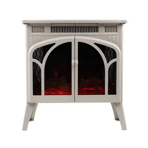 R.W.FLAME French Door Electric Stove Fireplace with Realistic 3-Sided Flame Visuals & Adjustable Speed for Optimal Comfort - Wood Pellet Heater