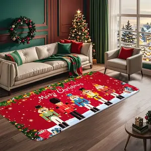 Christmas Nutcracker Flannel Rug, Traditional Style, Soft and Durable, Absorbent and Warm, Perfect for Winter Living Room or Bedroom Decor