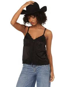 Shyanne Women's Lace Trim Satin Cami - Swsu24w88-Blk