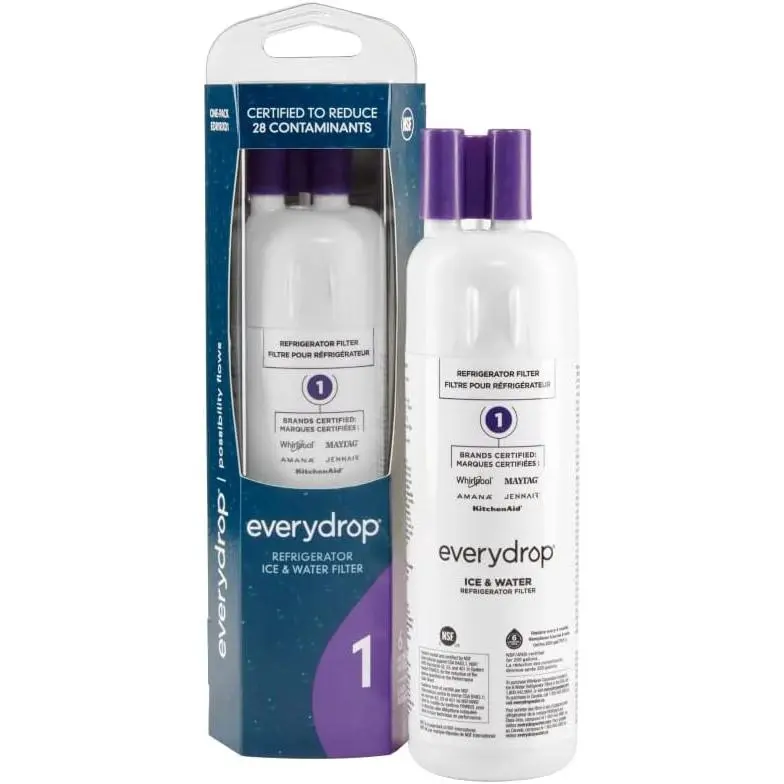 EDR1RXD1 Refrigerator Water Filter Replacement for EveryDrop Filter 1, Compatible with Whirlpool, Maytag, KitchenAid, Amana & JennAir Refrigerators, Replaces W10295370A, 46-9081, 46-9930, 1 Pack