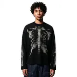 inflation Men's Oversized Knitwear Thermal Long Sleeve Graphic Top - 65% Cotton 35% Polyester, Skeleton Ribcage X-Ray Print, Crew Neck, Fashion Streetwear, XL (Pairs with Jeans),sohochic