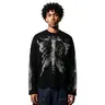 inflation Men's Oversized Knitwear Thermal Long Sleeve Graphic Top - 65% Cotton 35% Polyester, Skeleton Ribcage X-Ray Print, Crew Neck, Fashion Streetwear, XL (Pairs with Jeans),sohochic