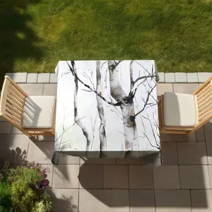 Begin Home Decor C1TC58588LS8TV 58 x 58 in. Minimalist Brown Tablecloth - Three Birches Trees Decor