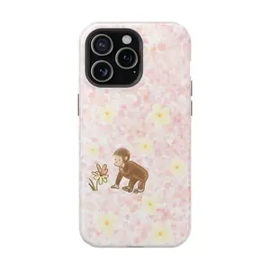 Cute Curious George Phone Case - Aesthetic Floral & Nostalgic Design for iPhone| Cover for IPhone 16 15 14 13 12 SE Max Pro Samsung galaxy, Gift for her Durable Protection