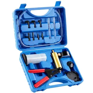 Brake Bleeder Kit with Hand Vacuum Pump and Adapters, Brake Bleeding Kit for Brake Fluid Power Steering Fluid More, Vacuum Brake Bleeder Pump with Pressure Gauge Gray/Black/Blue, Car Diagnostic Tools