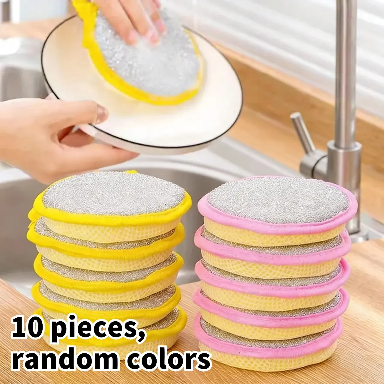 10 Pack Dual-Sided Heavy Duty Cleaning Sponges, Non-Scratch Scrub Sponges, Sponges Scrubbers, Multipurpose Kitchen Sponges for Kitchen Dishes, Pots, Pans and Household Cleaning, Durable and Easy to Rinse, Kitchen Cleaning Supplies