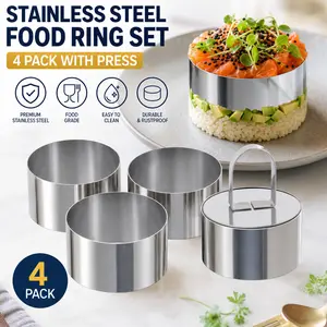 Perfect Round Every Time! 3" Stainless Steel Cake Ring Mold – Crumpet Rings with Pusher & 4 Forms. Master Tuna Tartare, Pancake, Mousse & Salad. #summervibes