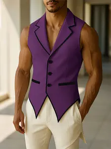 INCERUN Men's Sleeveless Patchwork Colorblock Vest, Casual Summer Fashion, Stylish Backless Design, Perfect for Daily Wear