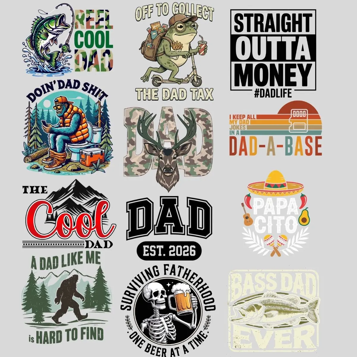 Father's Day DTF Bundle, Best Dad Ever, Rad Dad Bundle, Happy Father's Day, Dad Shirt, Dad heat transfers, Dad DTF transfers, Fathers day
