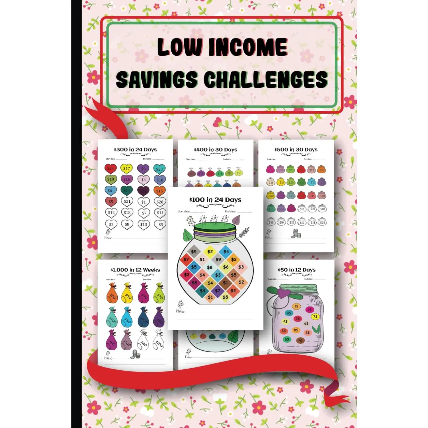 Low Income Savings Challenge Book, Desktop Personal Organiser with Daily-Weekly Cash Savings Tracker, Save $50-$1000 Easily & Enjoyably, Desktop Personal Organisers