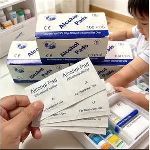 First aid kit essential, 75% alcohol swabs in individual packaging, skin wound disinfection and cleaning supplies, standard item for home medical kits, essen for war and disasters, daily disinfection