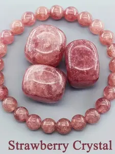 Elegant Women's Natural Stone Strawberry Elastic Bracelet, Beaded Charm Pearl Bracelet, Unisex Casual Jewelry Gift for All Seasons