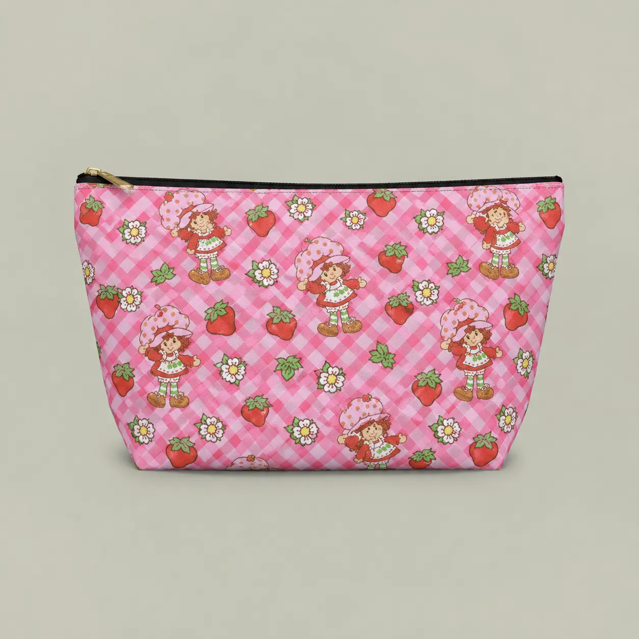 Strawberry Shortcake Pattern Accessory Pouch, Cute Cosmetic Bag, Pink Makeup Bag, Pencil Pouch, Travel Toiletry Organizer Gift