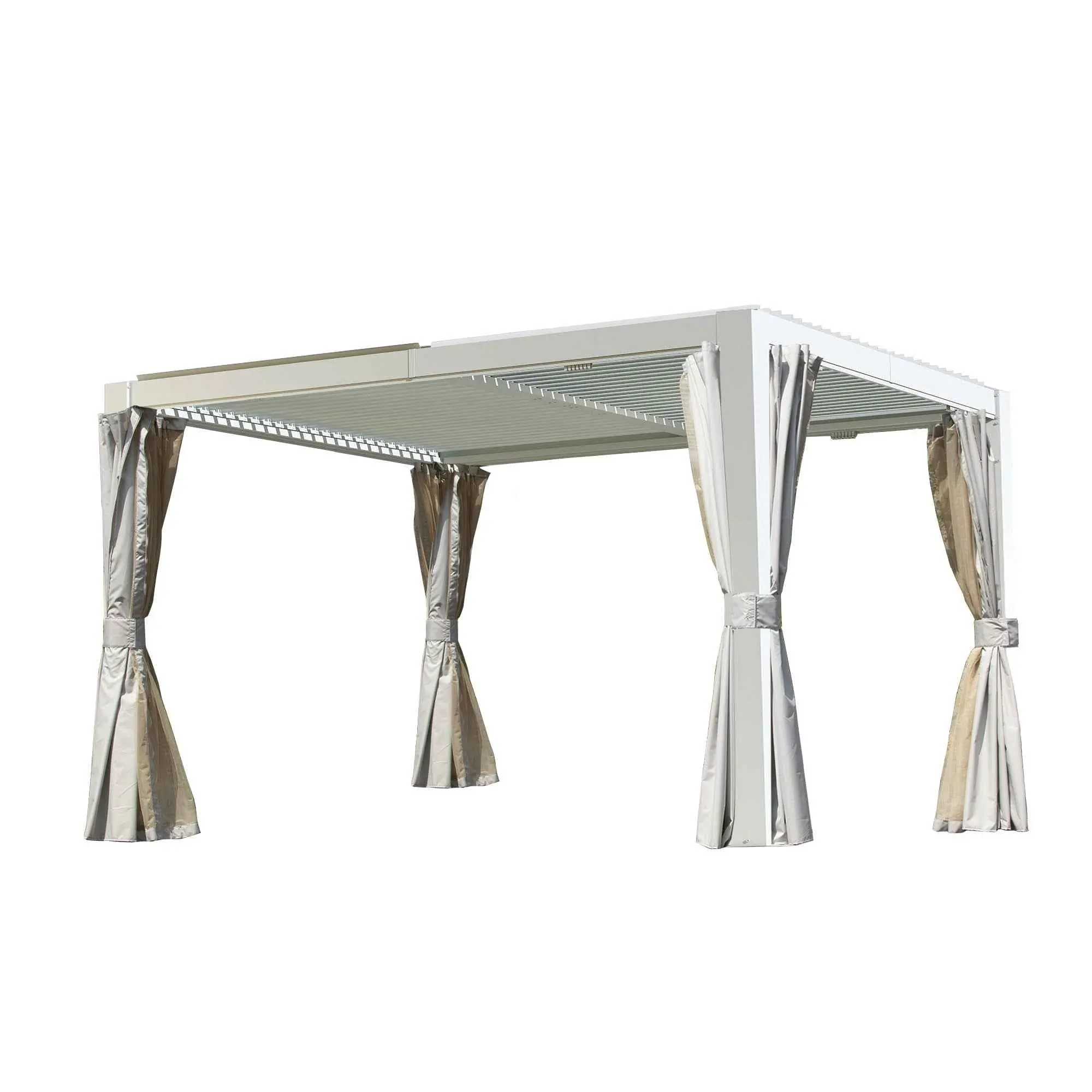 White 10x12 FT Outdoor Adjustable Louvered Pergola with Open Functionality